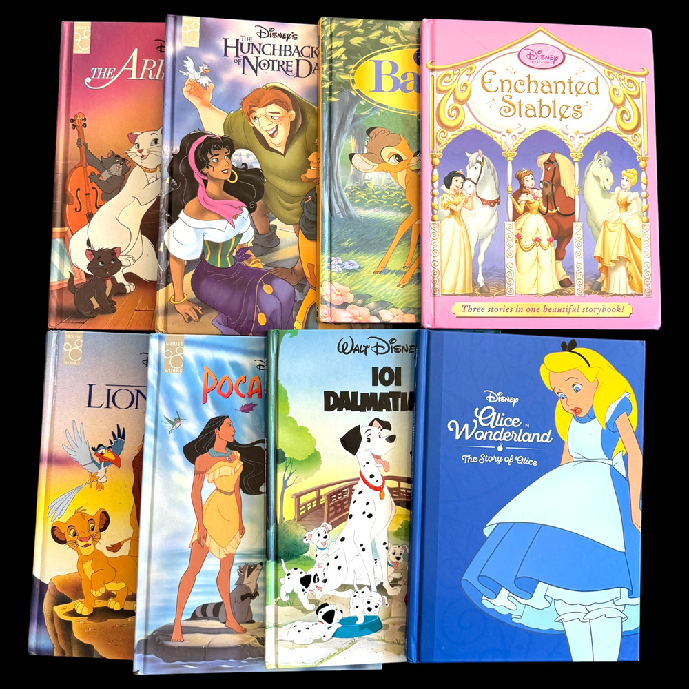 Lot of 8 Walt Disney Oversize Hardcover Books Mouse Works Twin Classics Bambi